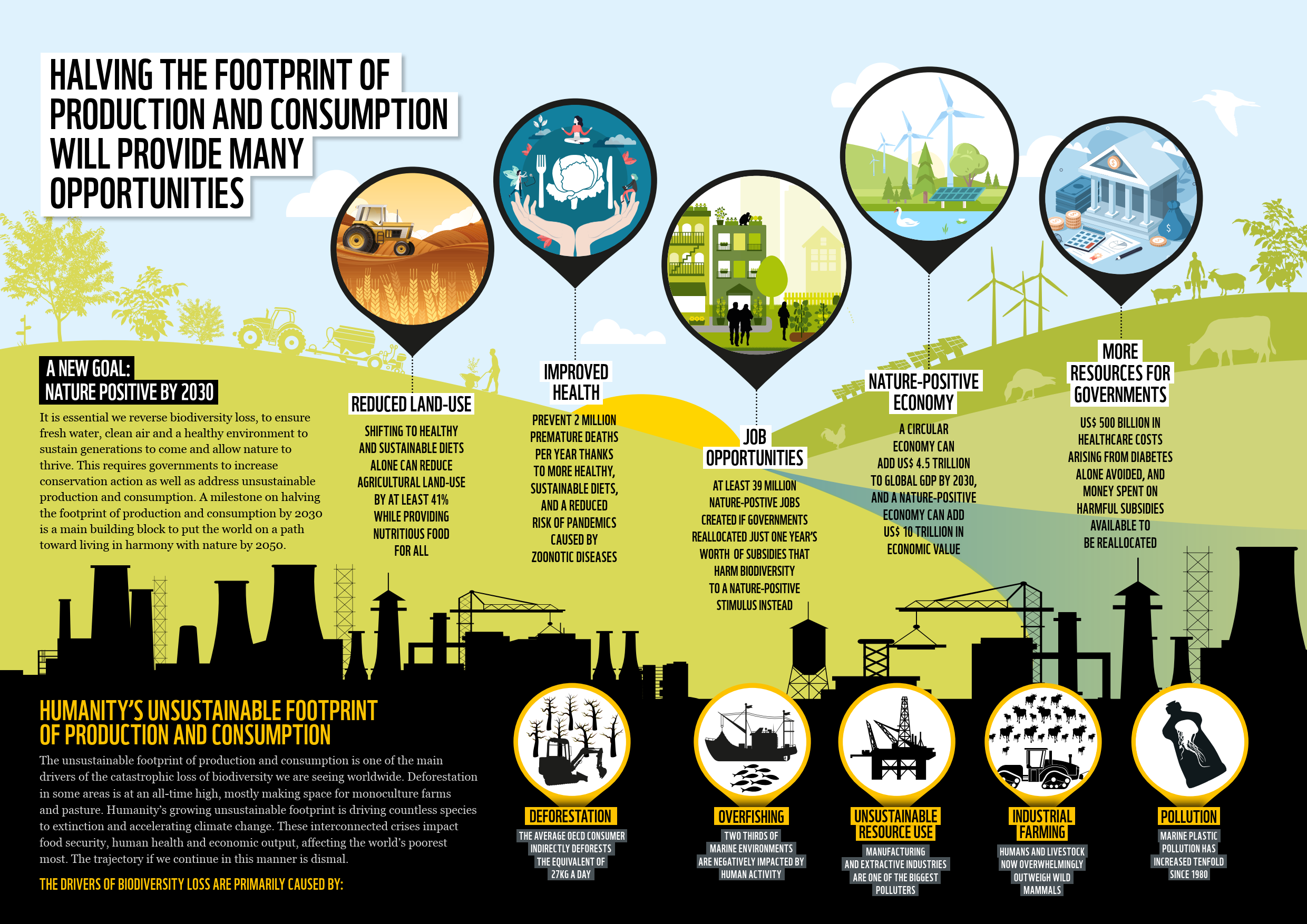 Footprint of production and consumption infographic